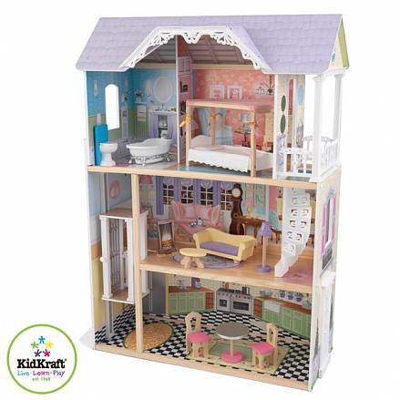 Трехэтажный дом из дерева для Барби – Кайли, с мебелью 10 предметов 